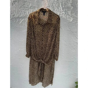 Mercer and Madison Womens Animal Print Long Sleeve Dress Black Brown Sz 20W